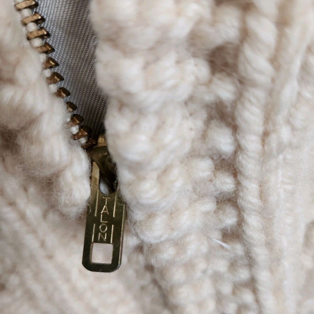 Bowling Cowichan Sweater 1950s Hand Knit Lined Wool Cardigan Talon Zip Pinup  M - Picture 8 of 16